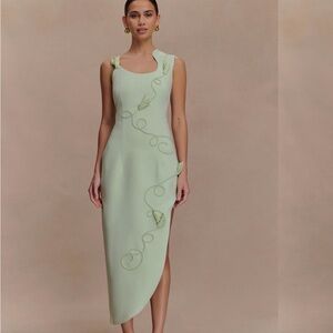 Meshki Pale Sage Sculpted Midi Dress